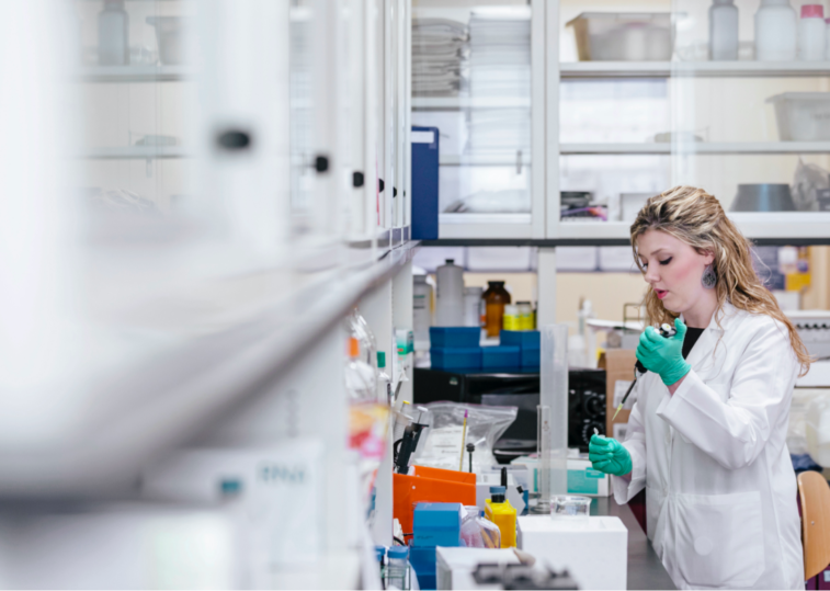 female scientist doing lab work