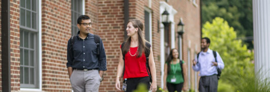 students walking on campus