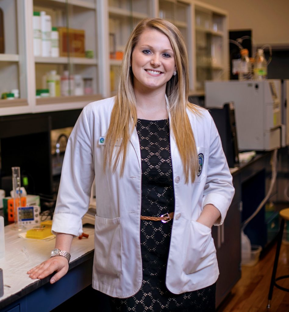 female student in lab